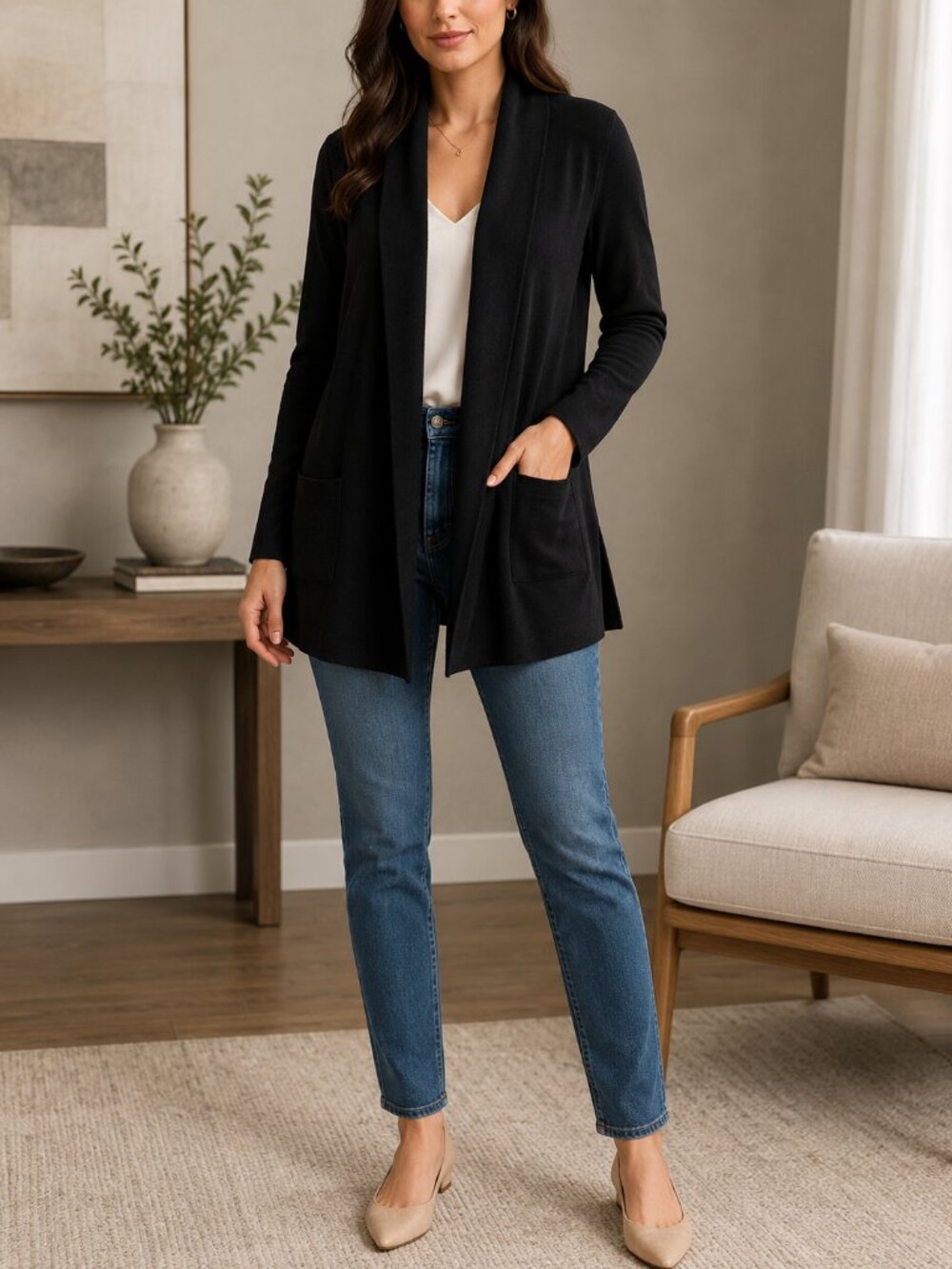 J. Crew Factory Black Open Cardigan